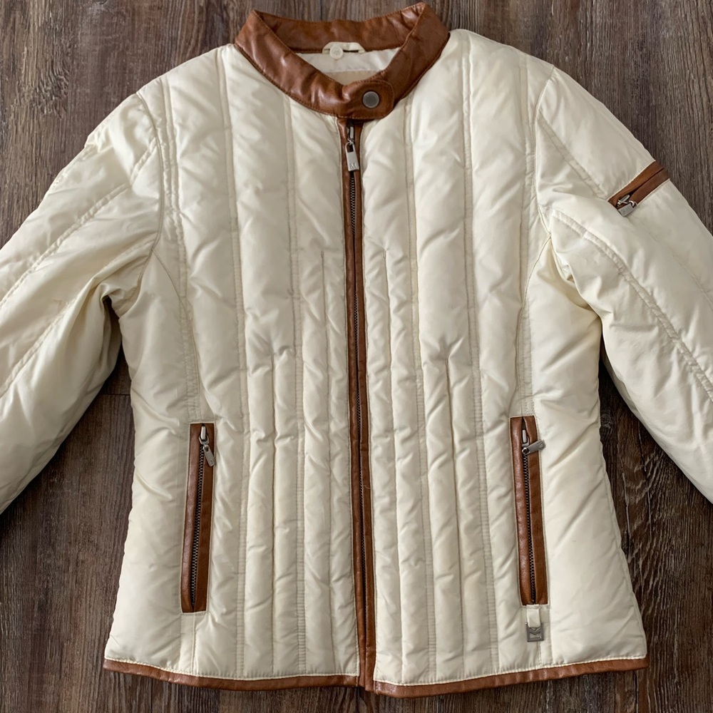 Michael Kors cream colored down puffer jacket, size small